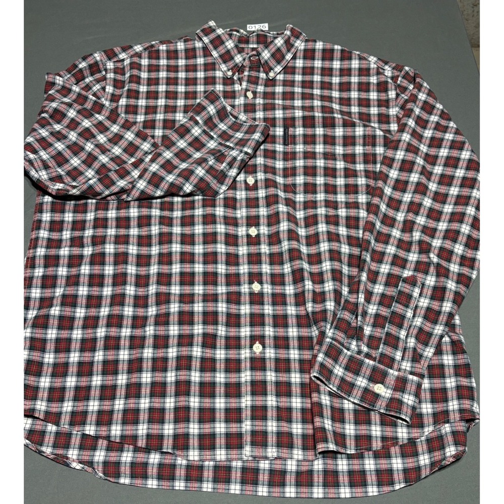 Abercrombie & Fitch Mens XL Plaid Button Down Shirt Red White Green Long Sleeve